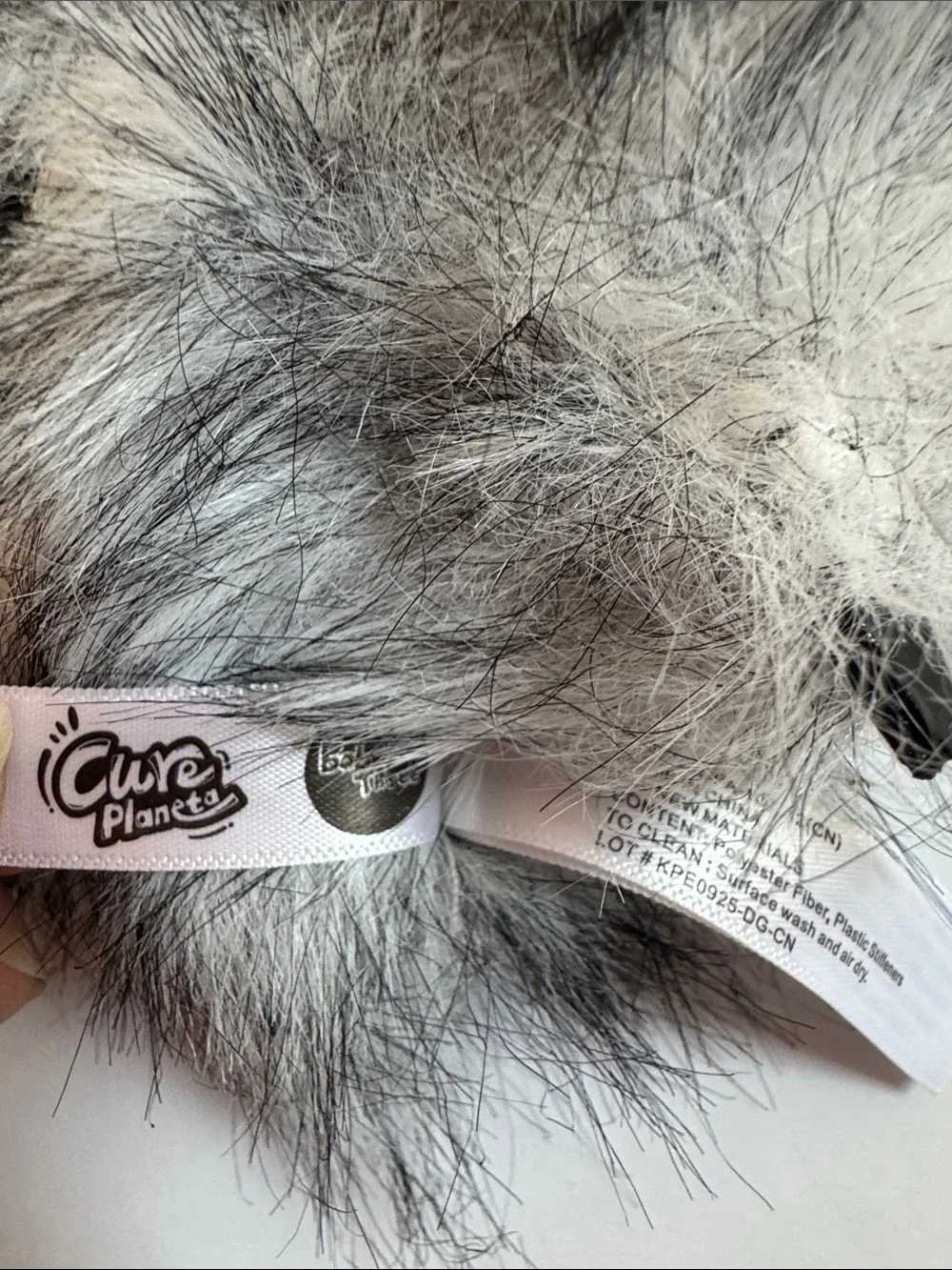 Baby Three Yeti Grey Faux Fur Plush with Cute Face Accent